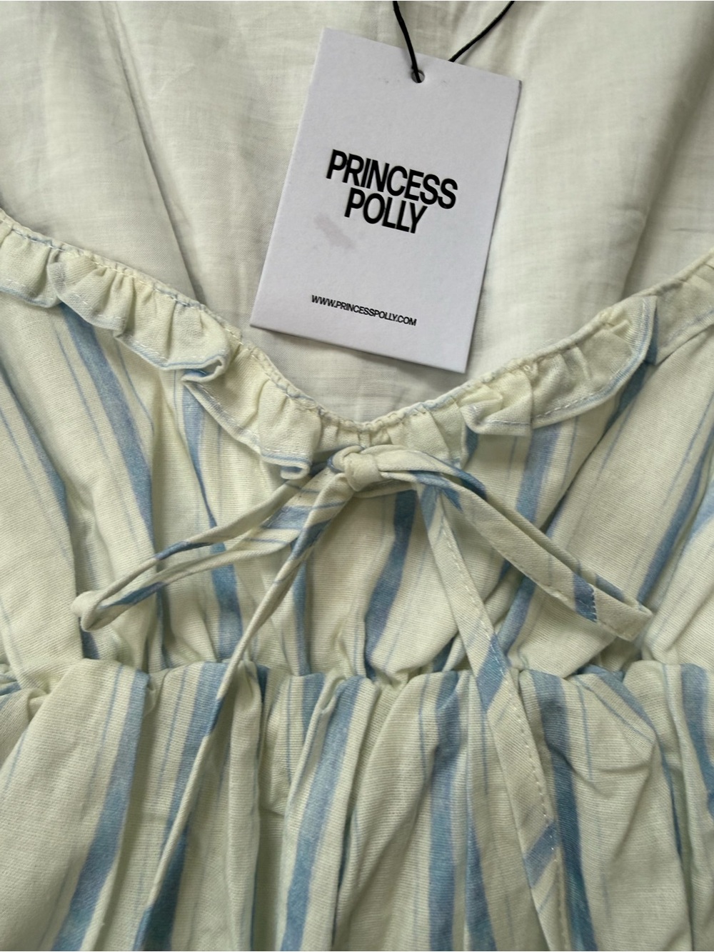 Princess Polly Monterrat Blue Stripe Cotton Mini Dress NWT US 2 Cottagecore - Picture 5 of 13